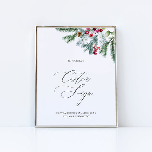 Editable Custom Wedding Sign Winter Pine Wedding Sign Kit Create Unlimited Signs 8x10 and 10x8 Template