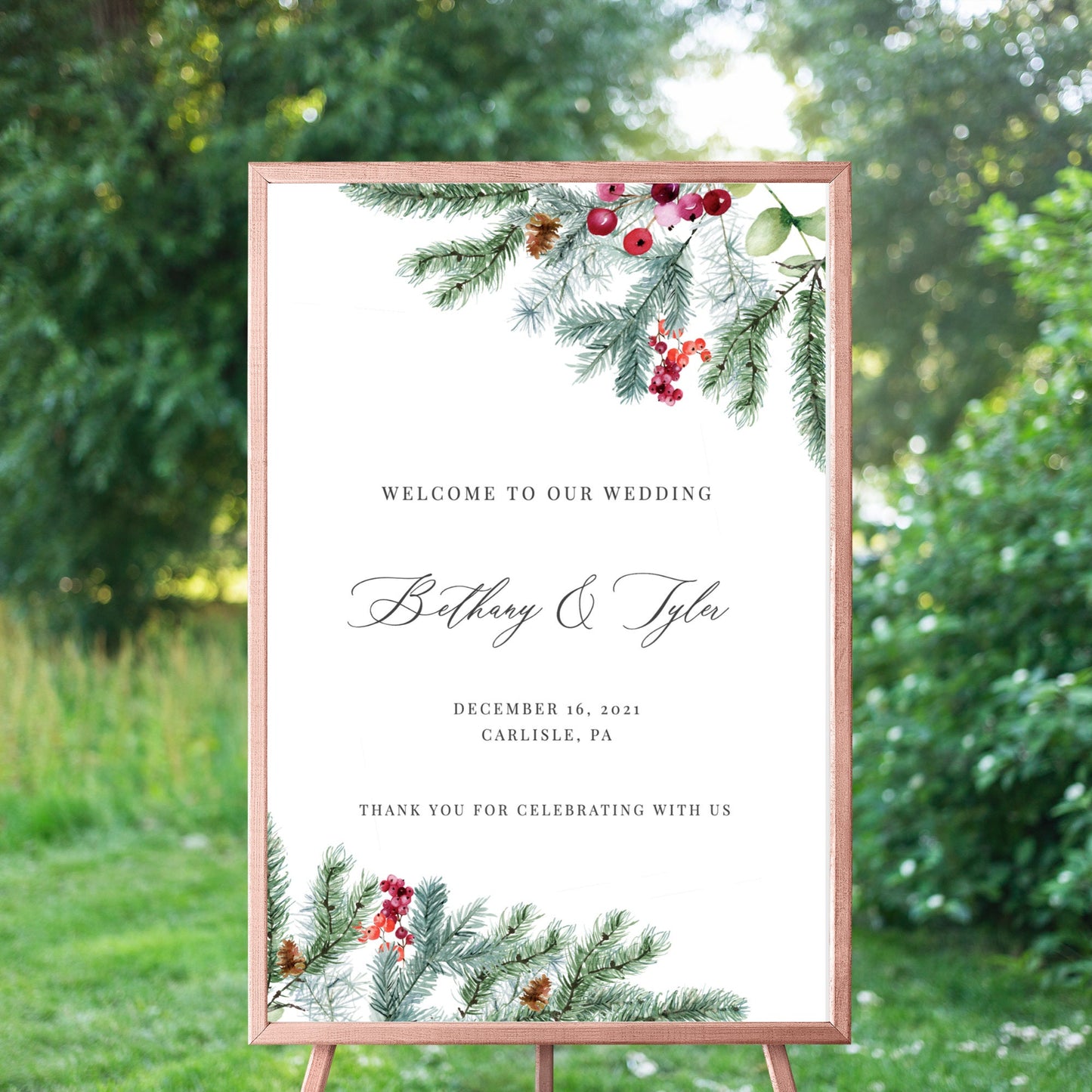 Editable Winter Wedding Welcome Sign Welcome to our Wedding Sign Christmas Template