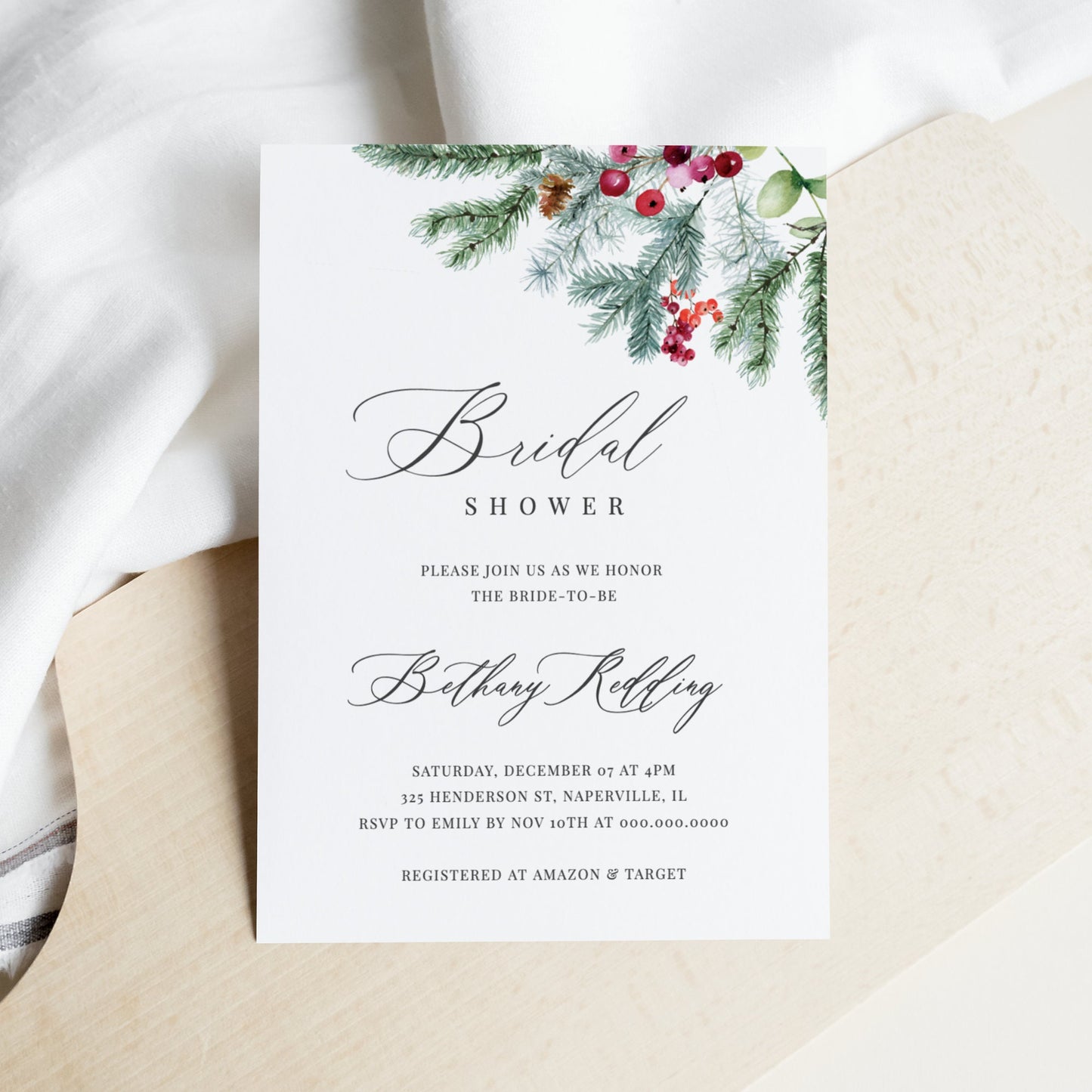 Editable Christmas Bridal Shower Invitation Winter Bridal Shower Invite Template