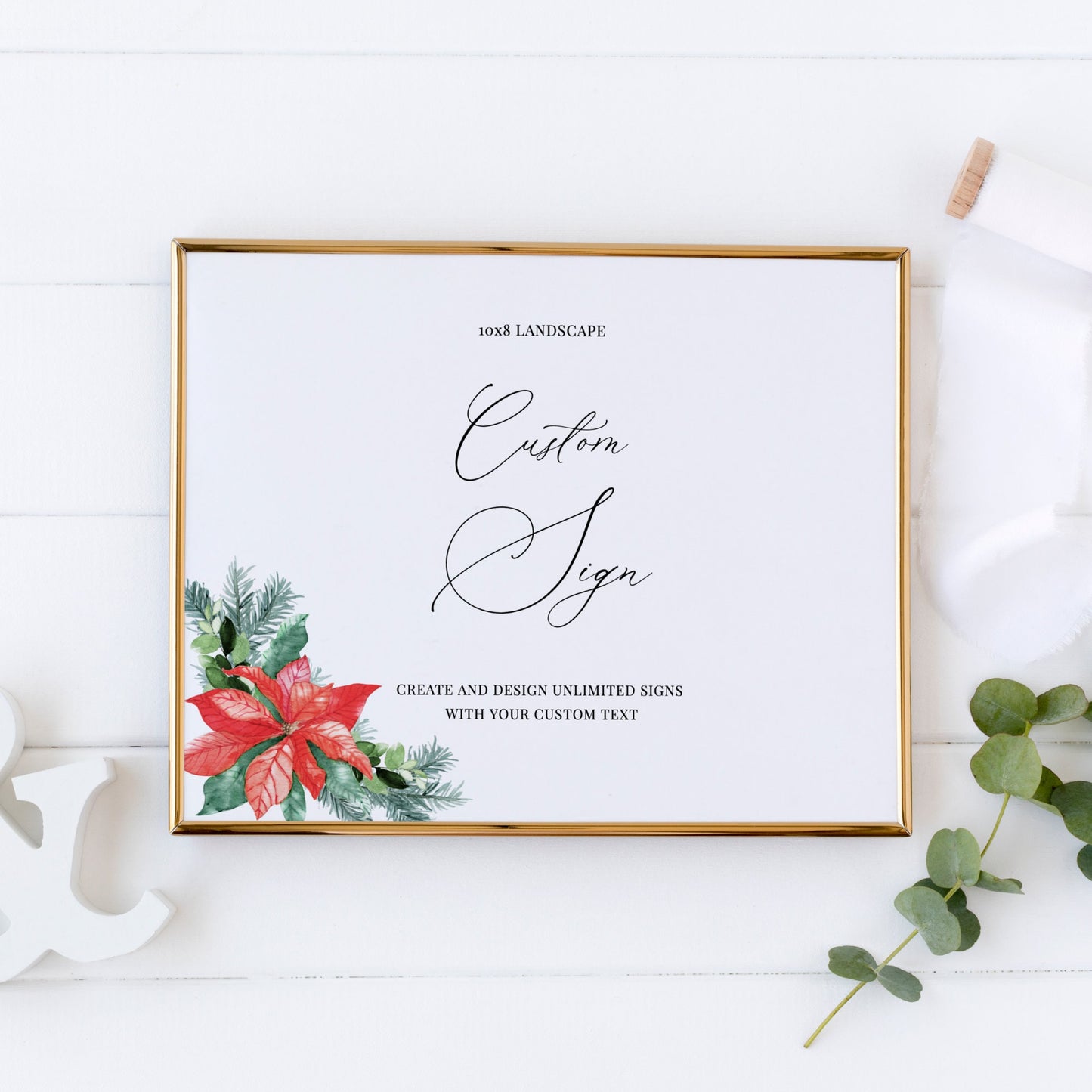 Editable Custom Wedding Sign Winter Poinsettia Wedding Sign Kit Create Unlimited Signs 8x10 and 10x8 Template