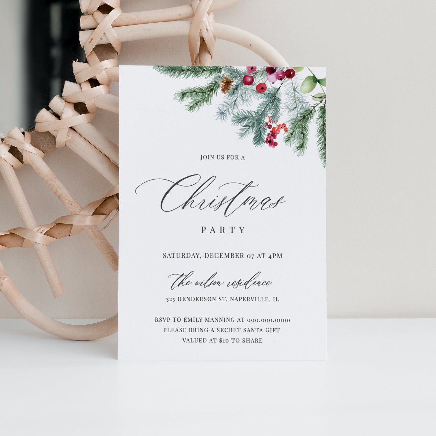 Editable Christmas Party Invitation Winter Holiday Party Invite Template