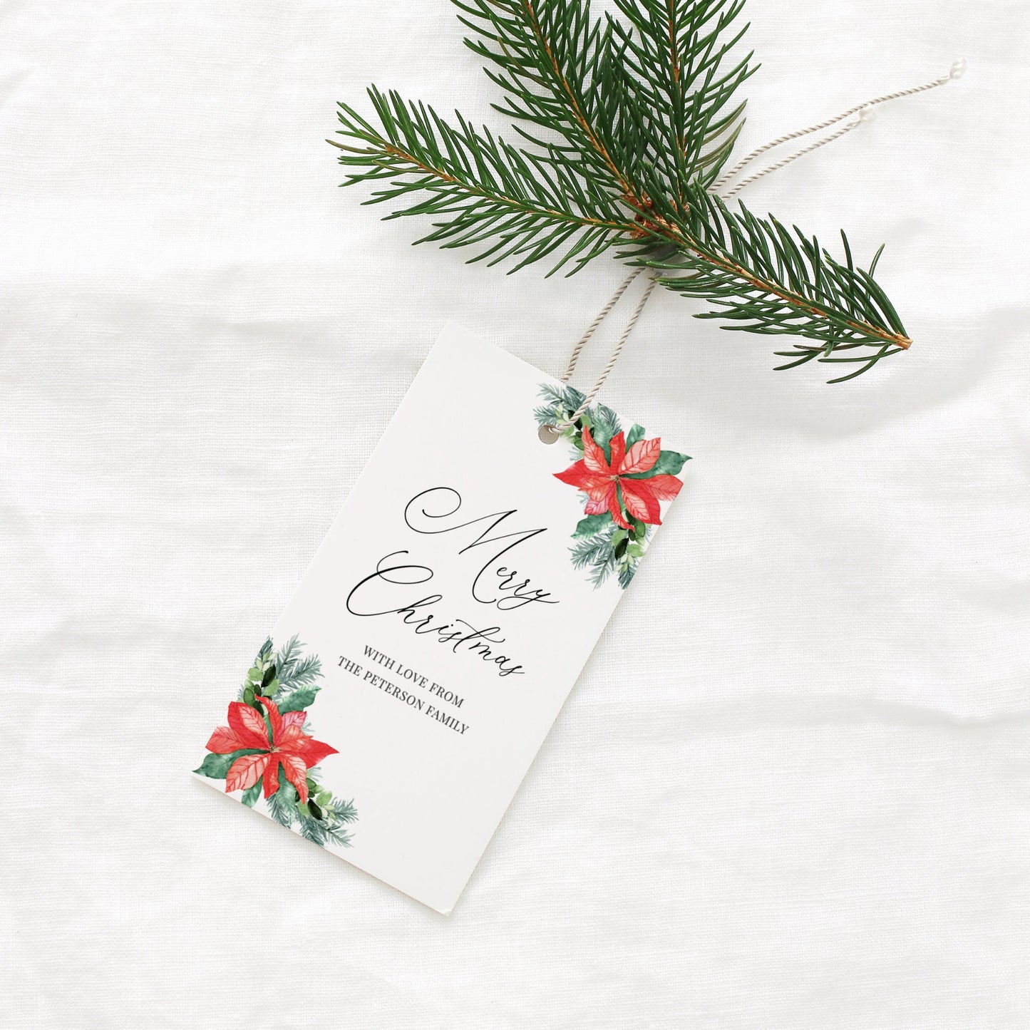 Editable Christmas Tag Christmas Gift Tag Gift Tag Winter Poinsettia Template