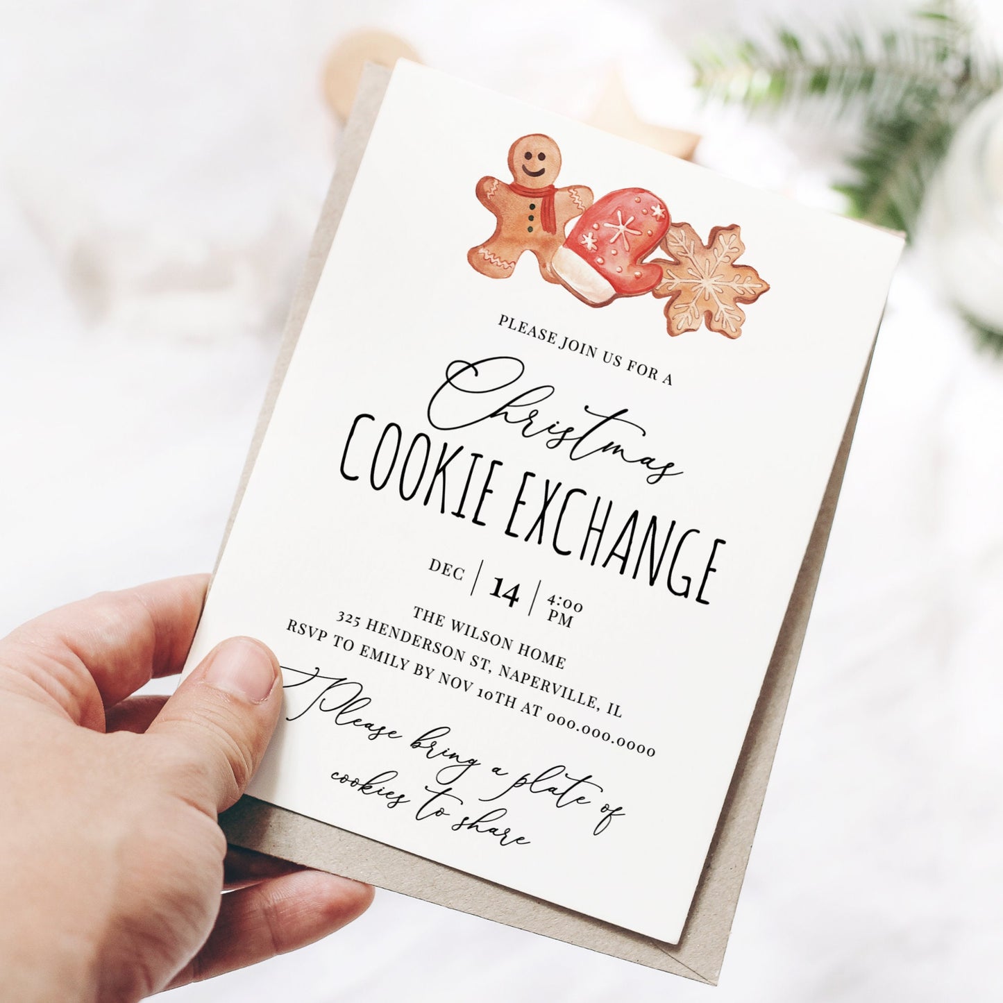 Editable Cookie Exchange Invitation Christmas Cookies Holiday Cookie Party Invite Template