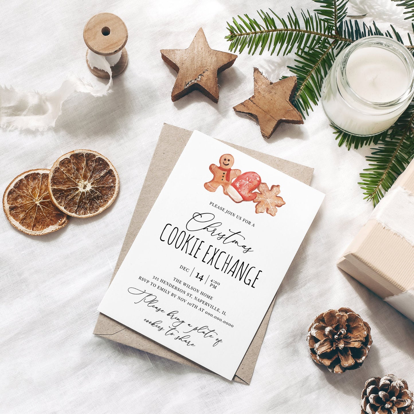 Editable Cookie Exchange Invitation Christmas Cookies Holiday Cookie Party Invite Template
