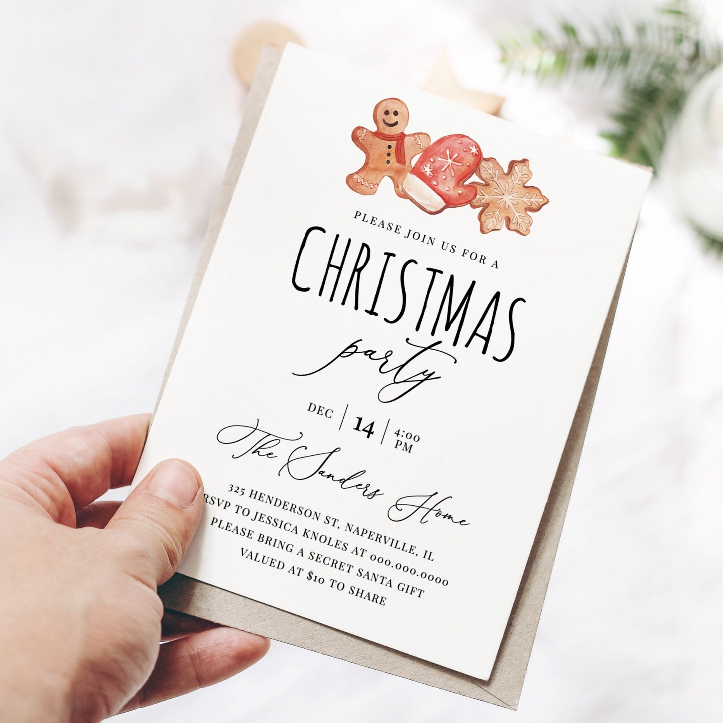 Editable Christmas Party Invitation Christmas Cookies Holiday Party Invite Template