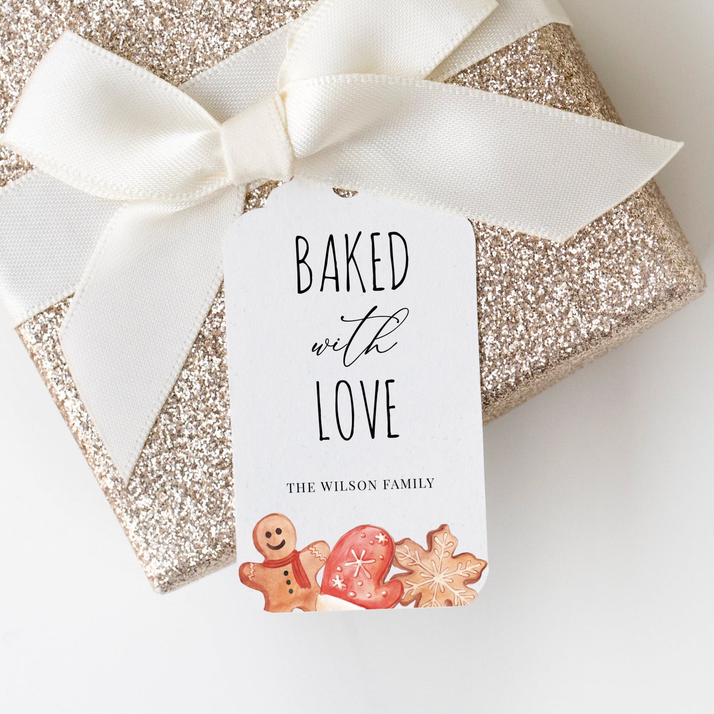 Editable Baked with Love Christmas Tag Christmas Gift Tags Holiday Gift Tags Christmas Favor Tags Template