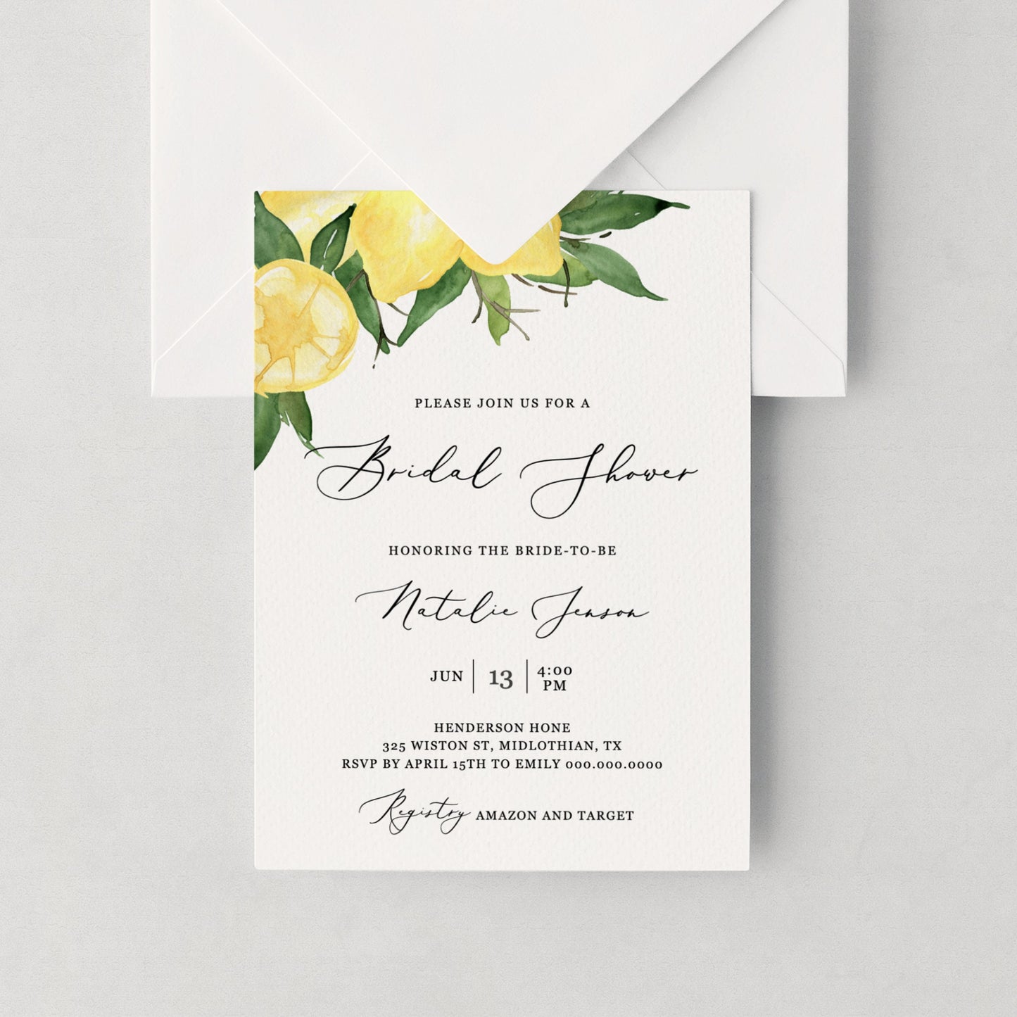 Editable Lemon Bridal Shower Invitation Lemon Greenery Bridal Shower Invite Citrus Wedding Shower Template