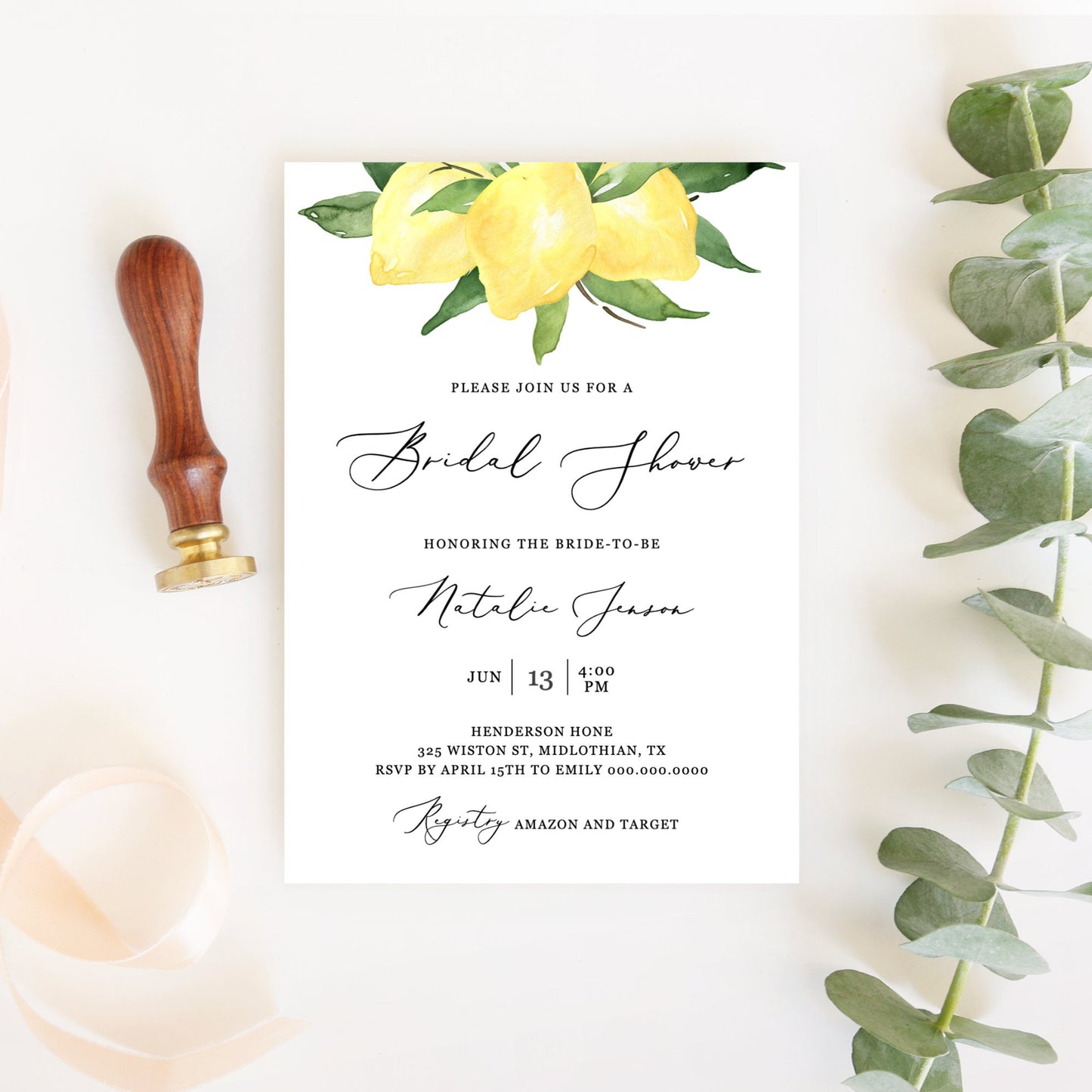 Editable Lemon Bridal Shower Invitation Lemon Theme Bridal Shower Invite Citrus Wedding Shower Template