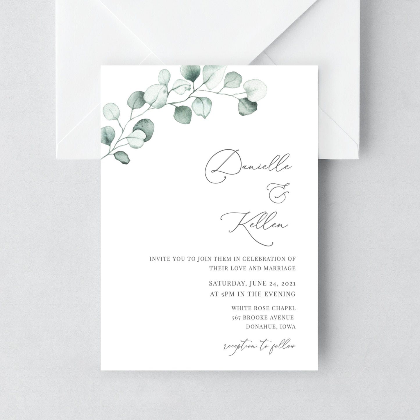 Editable Eucalyptus Wedding Invitation Boho Greenery Wedding Invitation Set Wedding Suite Digital Template