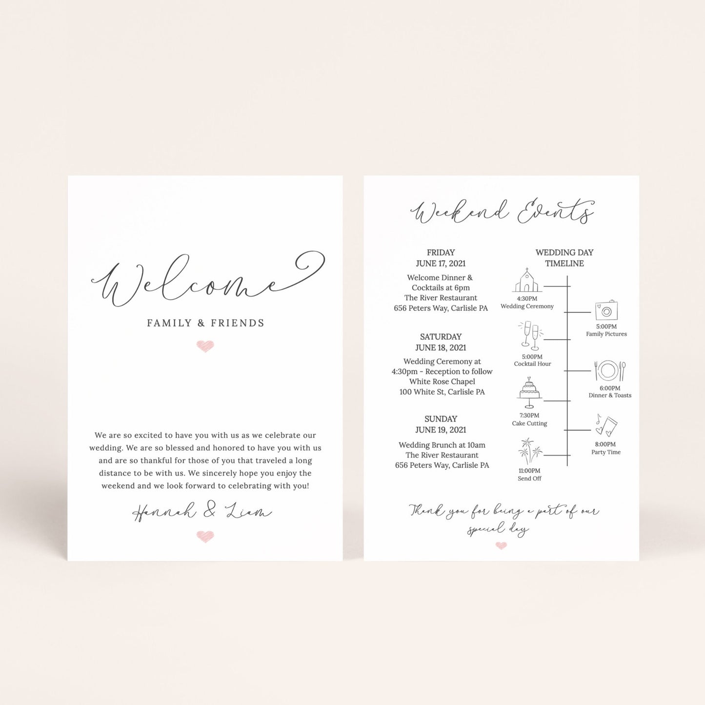 Editable  Wedding Timeline Welcome Letter Wedding Itinerary Wedding Day Timeline Template
