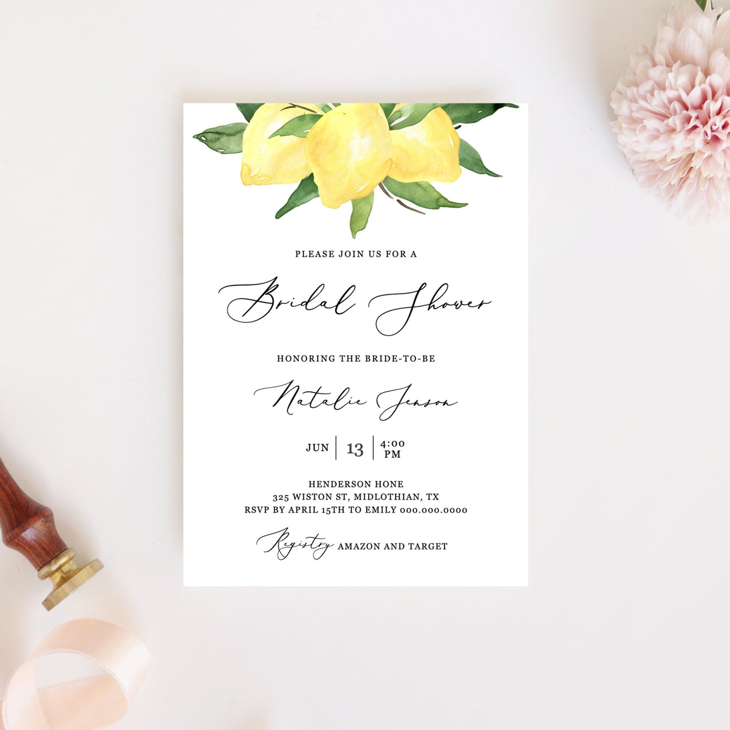 Editable Lemon Bridal Shower Invitation Lemon Theme Bridal Shower Invite Citrus Wedding Shower Template