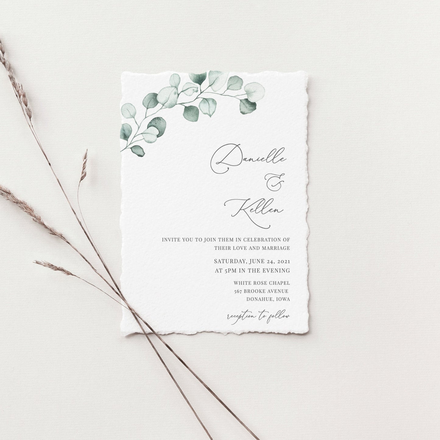 Editable Eucalyptus Wedding Invitation Boho Greenery Wedding Invitation Set Wedding Suite Digital Template
