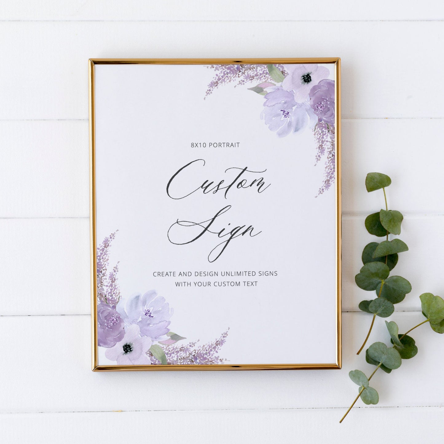 Editable Custom Wedding Sign Floral Lavender Wedding Sign Kit Create Unlimited Signs 8x10 and 10x8 Template
