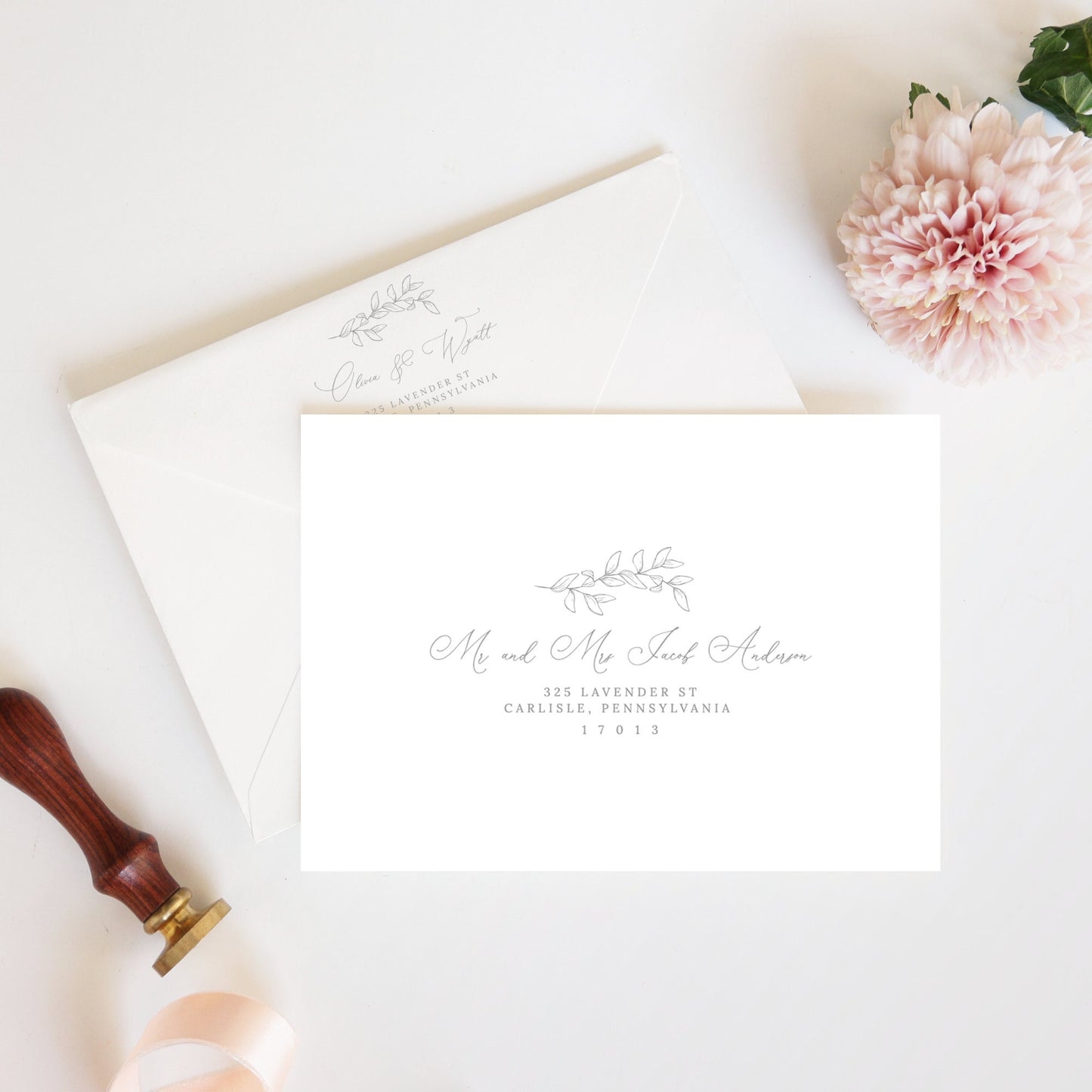 Editable Script Envelope Address Botanical Wedding Envelope DIY Wedding Address Envelope Template