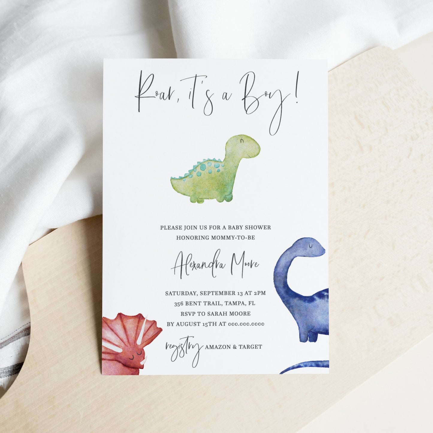Editable Dinosaur Baby Shower Invitation Baby Boy Shower Invite Dino Books for Baby Diaper Raffle Template