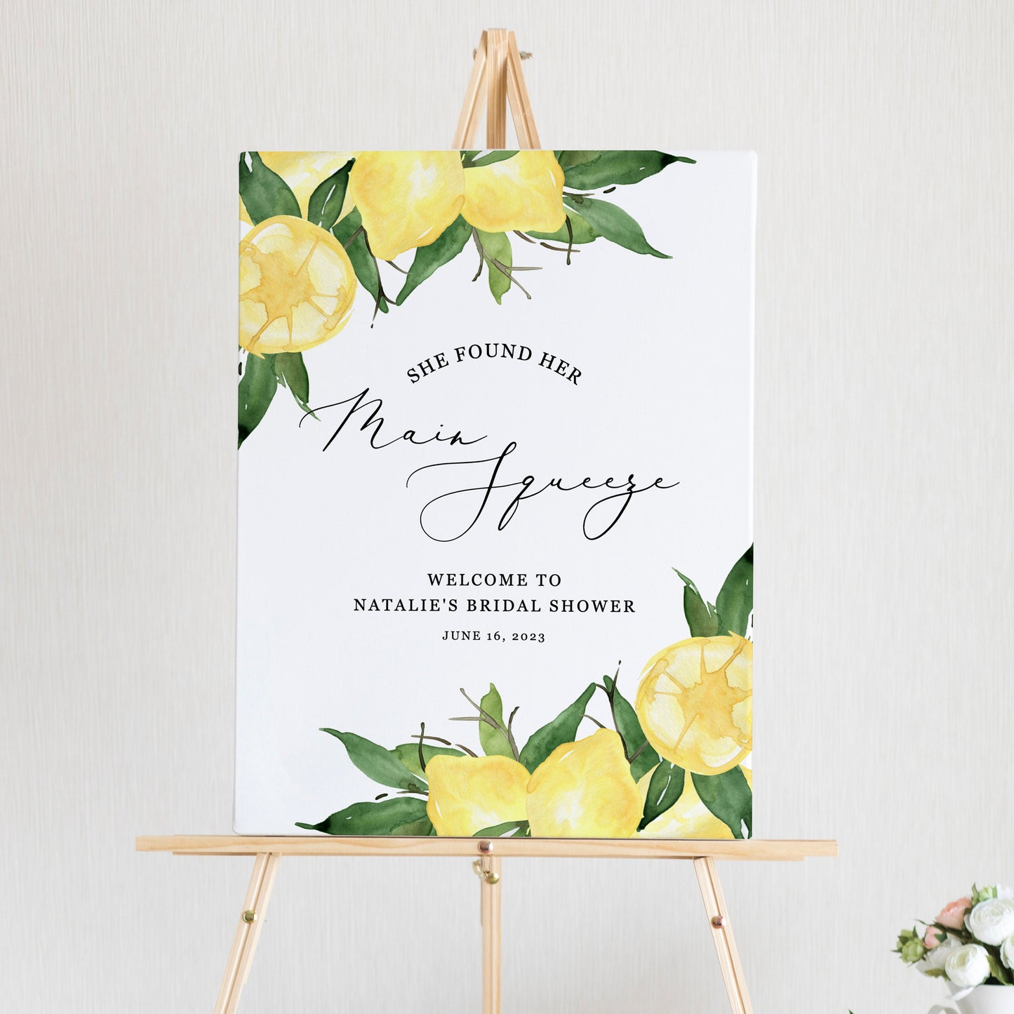 Editable Main Squeeze Bridal Shower Welcome Sign Lemon Bridal Shower Welcome Poster Citrus Shower Sign Template