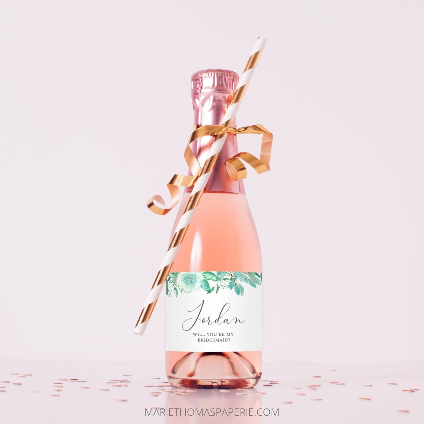 Editable Mini Champagne Bottle Labels Wedding Wine Labels Bridesmaid Proposal Template