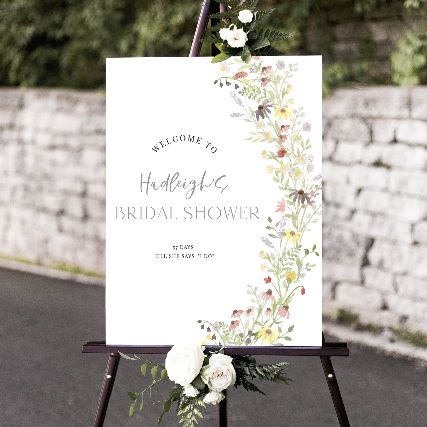 Editable Wildflower Bridal Shower Welcome Sign Bridal Shower Welcome Poster Floral Template