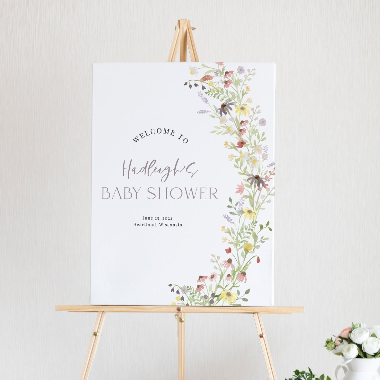 Editable Baby Shower Welcome Sign Wildflower Baby Shower Welcome Poster Floral Template