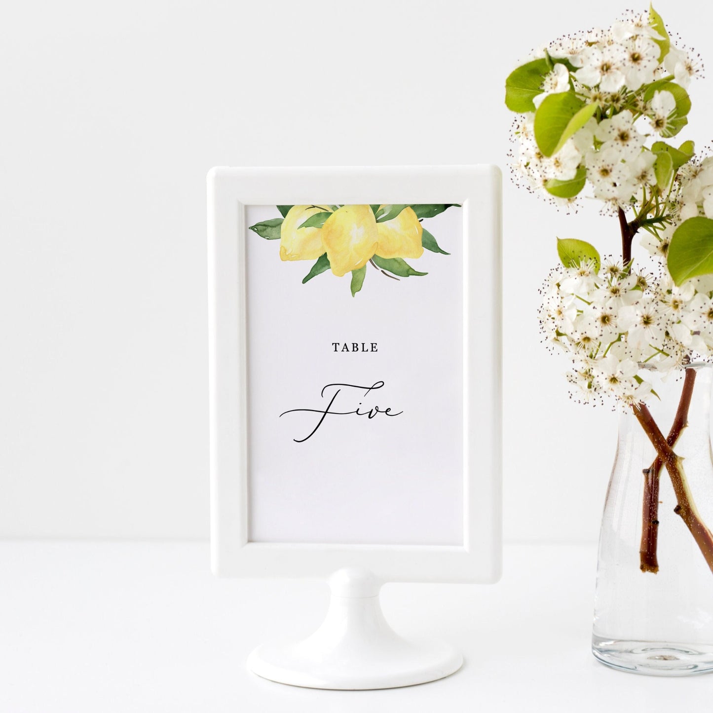 Editable Lemon Wedding Table Number Citrus Table Number Card 5x7 and 4x6 Template