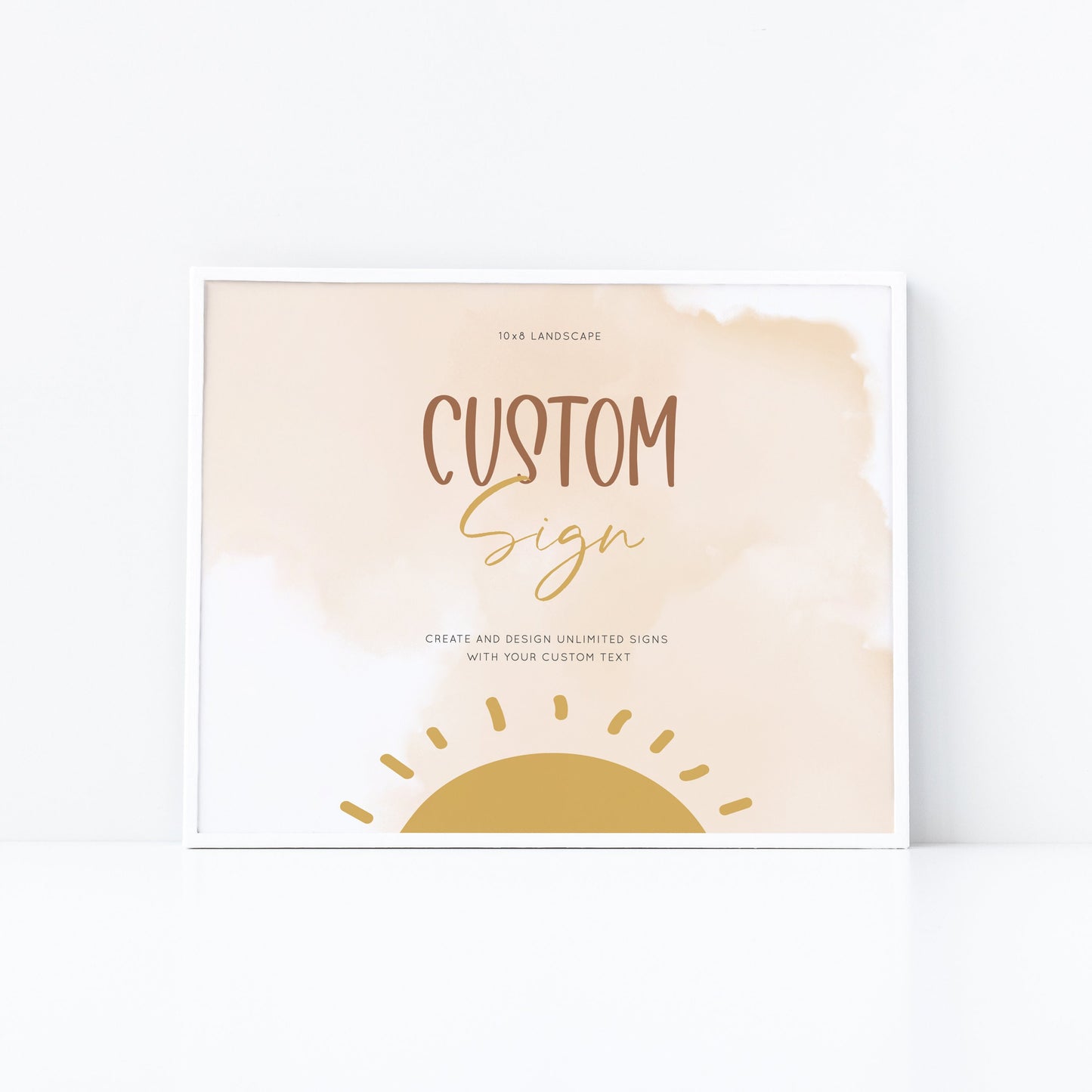 Editable Boho Sunshine Custom Sign Retro Sun Baby Shower Sign Kit Create Unlimited Signs 8x10 and 10x8 Template