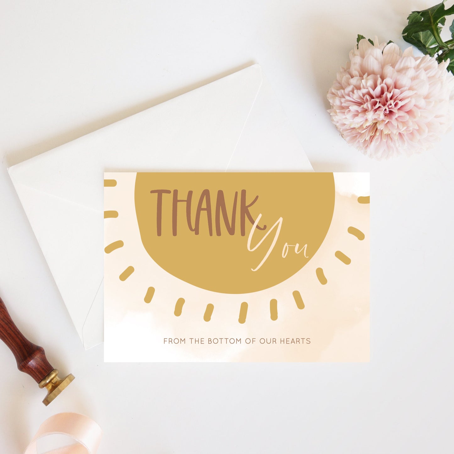 Editable Sunshine Baby Shower Thank You Cards Boho Sun Cards Sunshine First Birthday Thank You Cards Template