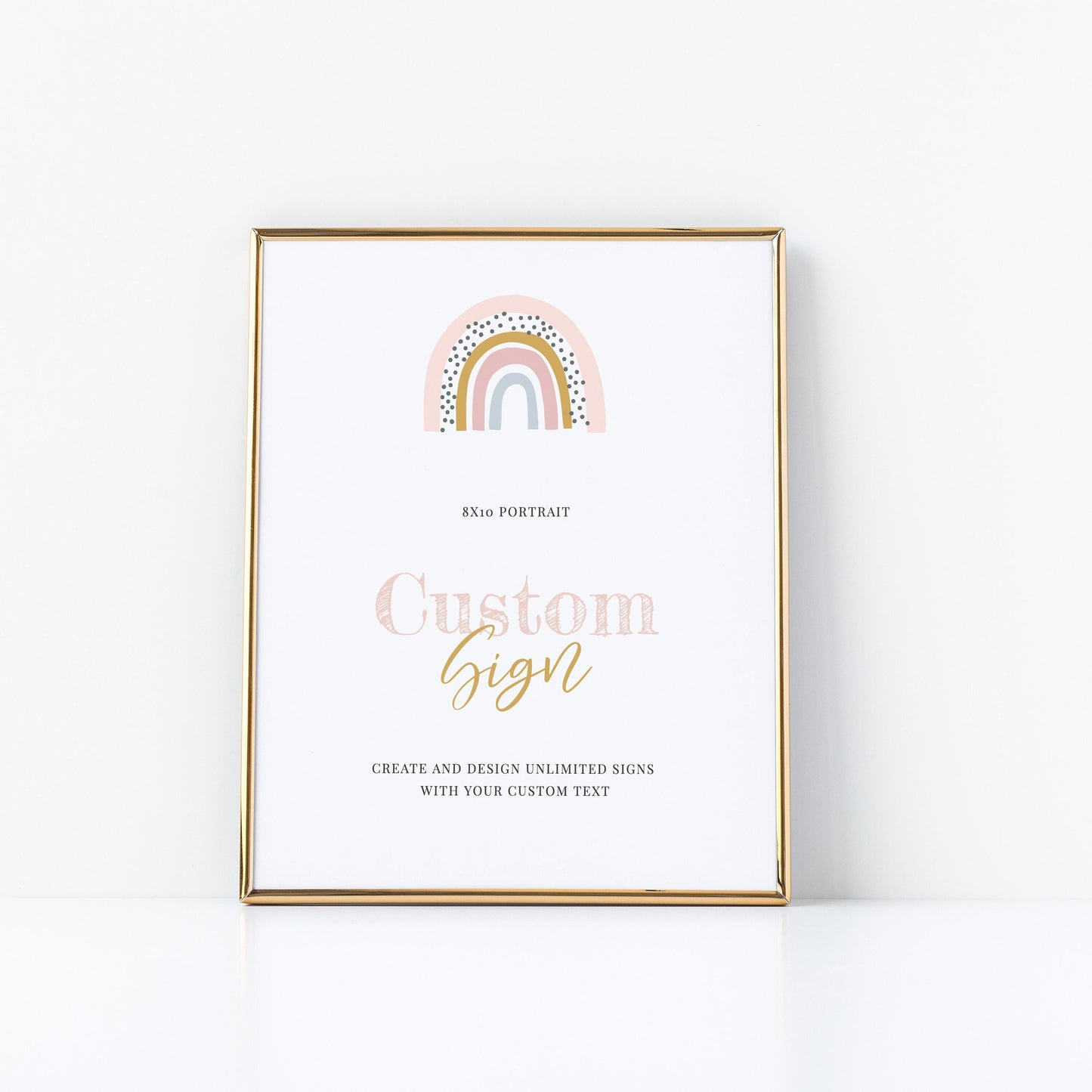 Editable Rainbow Custom Sign Boho Pink Baby Shower Sign Kit Create Unlimited Signs 8x10 and 10x8 Template
