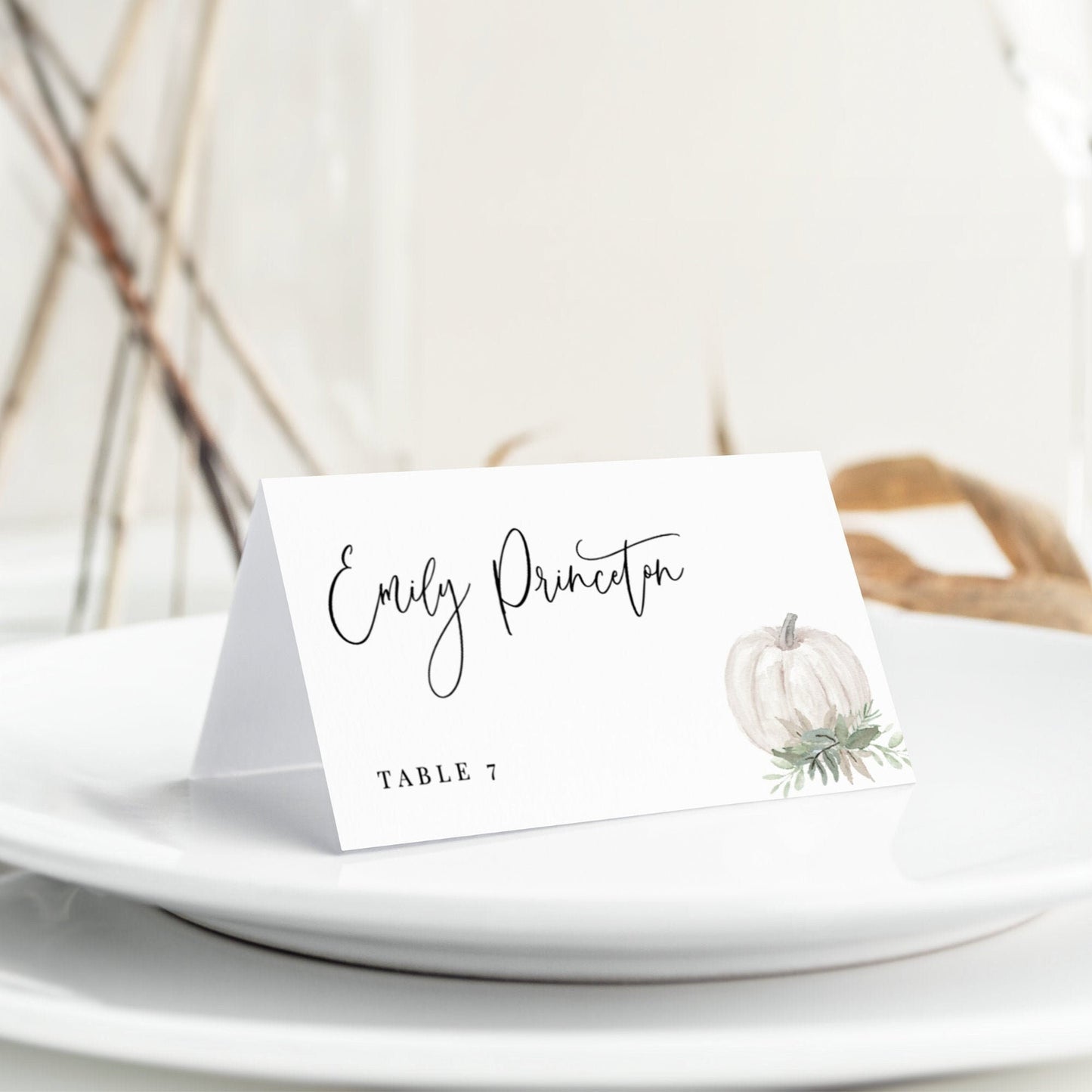 Editable Pumpkin Wedding Place Card Thanksgiving Name Card Place Card Template
