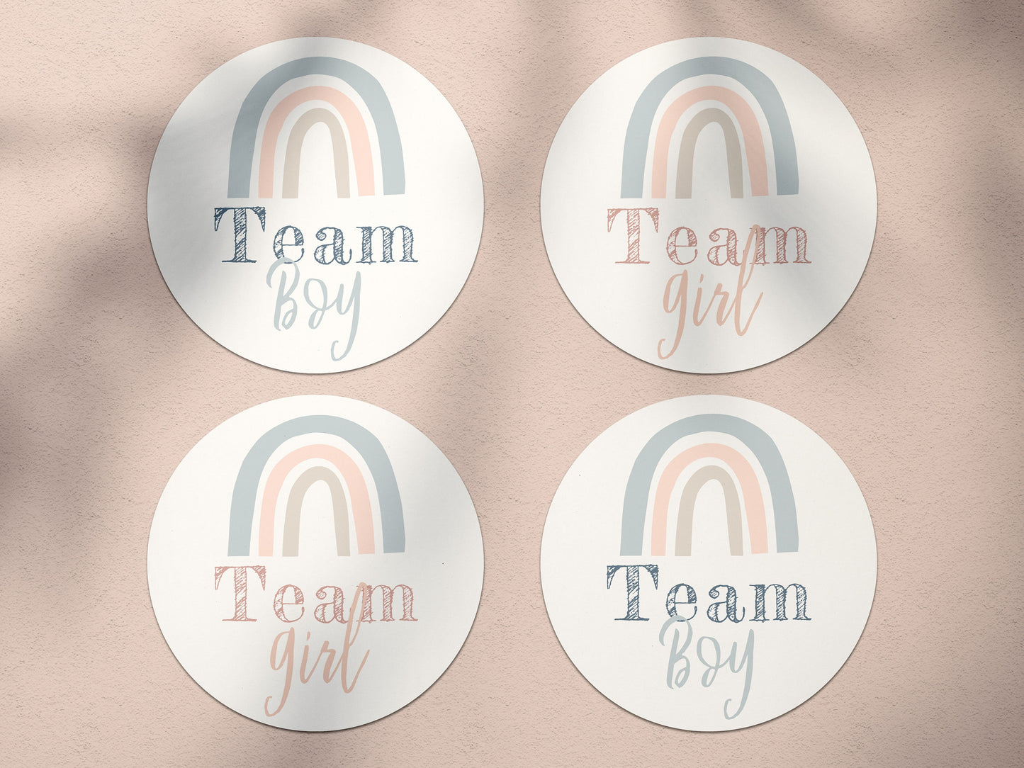 Editable Rainbow Gender Reveal Voting Stickers Team Boy Team Girl Stickers Blue Pink Gender Reveal Stickers  Template