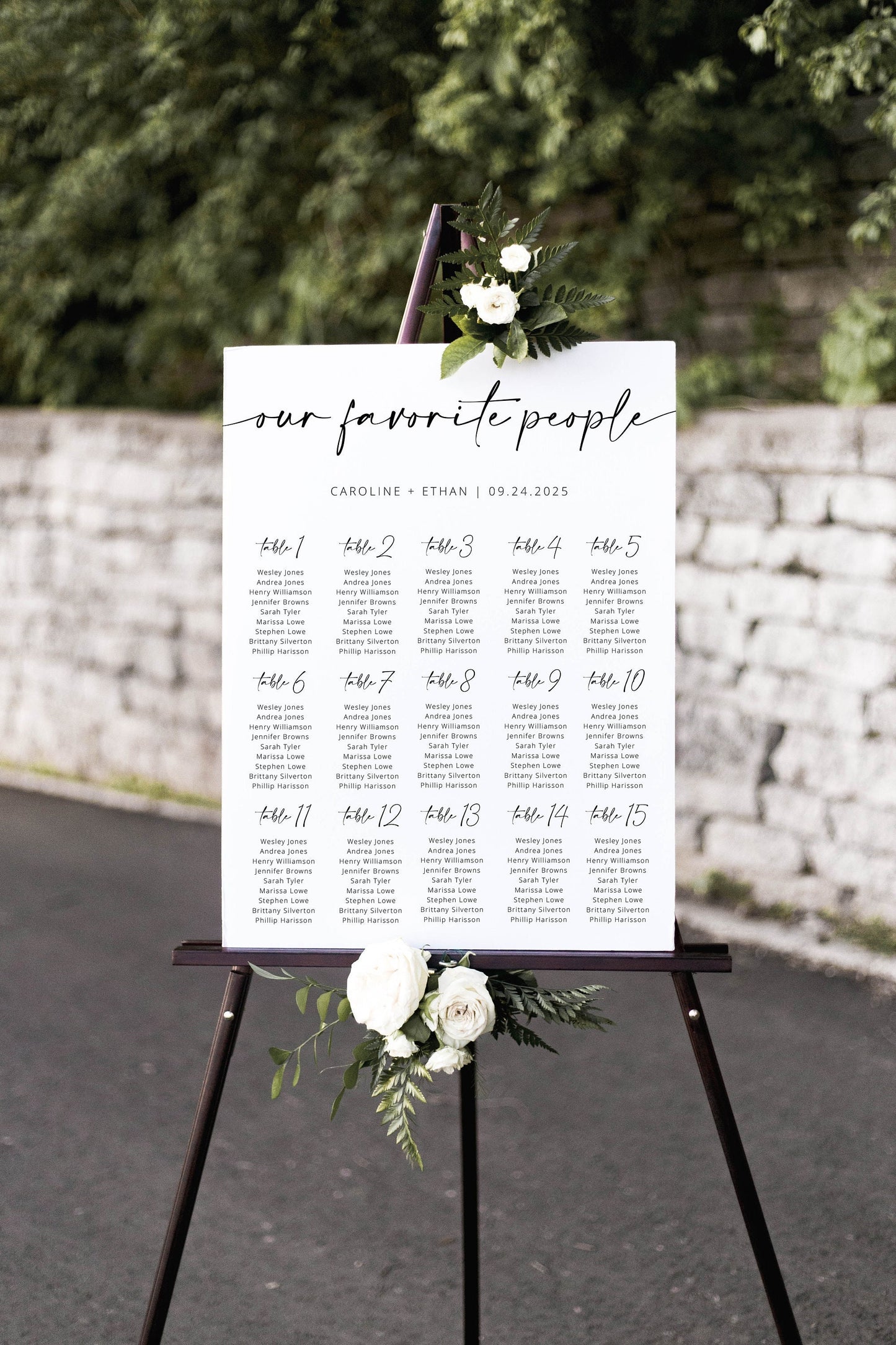 Editable Wedding Seating Chart Modern Minimalist Script Our Favorite People Wedding Table Plan Template