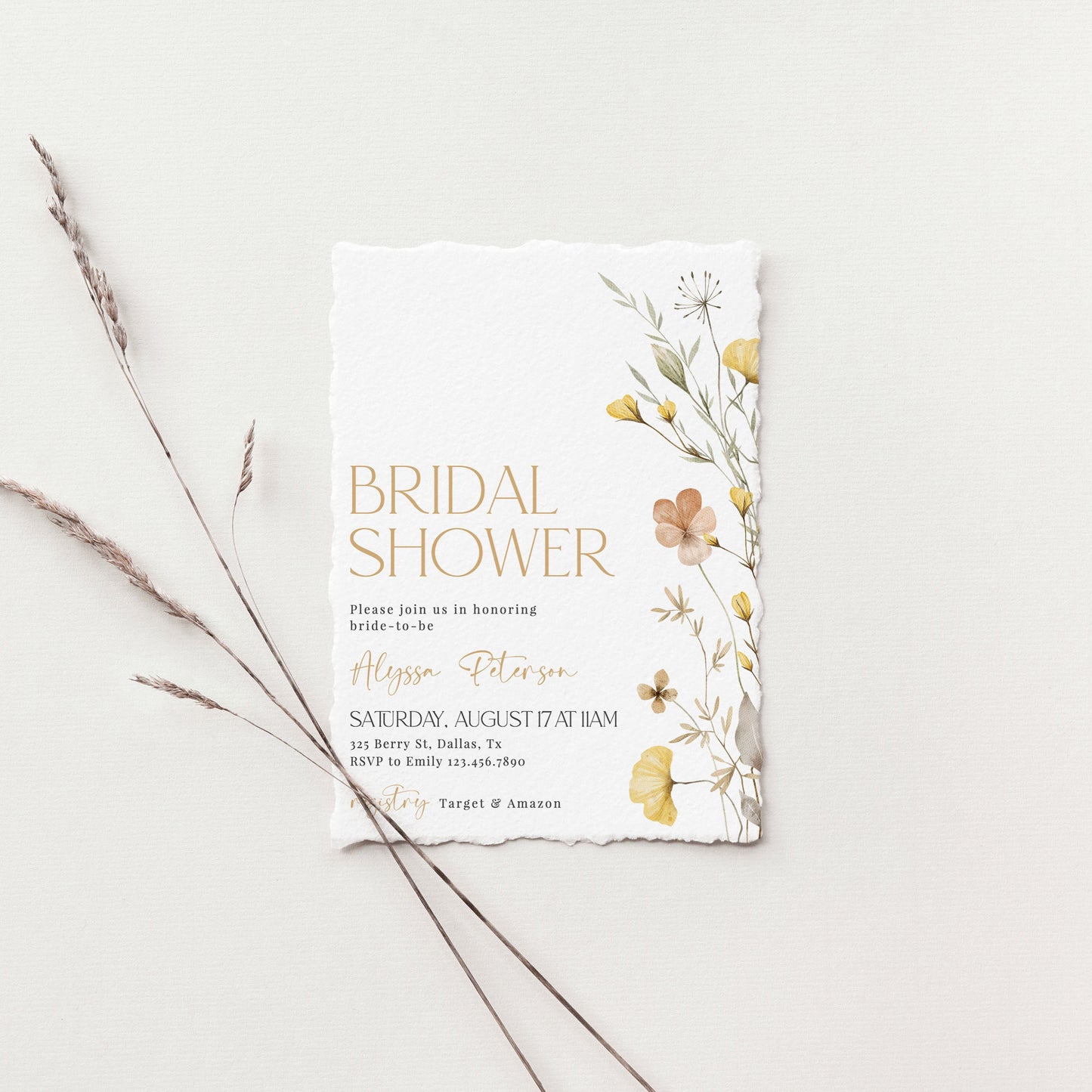 Editable Wildflower Bridal Shower Invitation Wildflower Bridal Shower Invite Boho Floral Bridal Shower Template