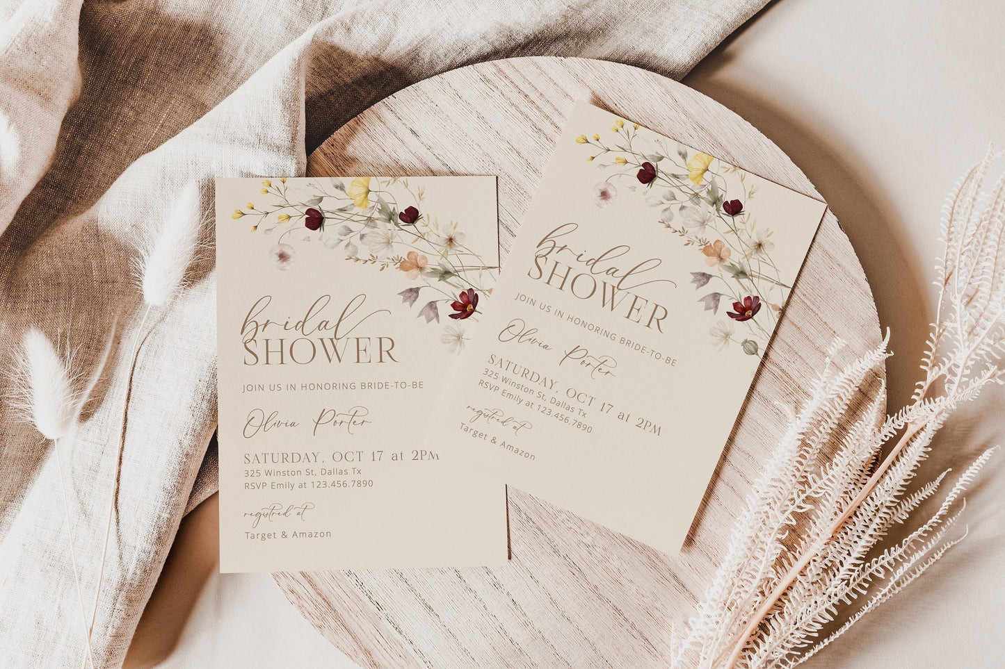 Editable Wildflower Bridal Shower Invitation Bohemian Bridal Shower Invite Boho Bridal Shower Ella Template
