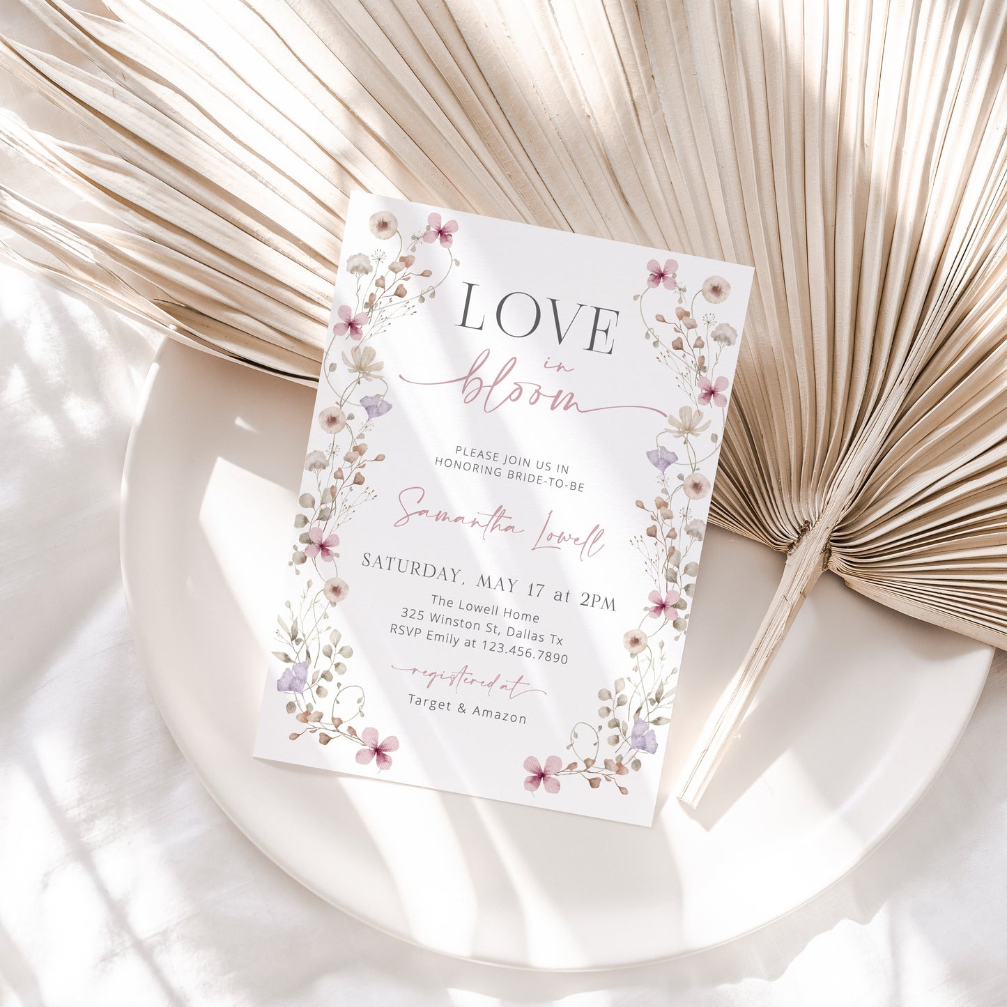 Editable Wildflower Bridal Shower Invitation Love in Bloom Bridal Shower Invite Boho Bridal Shower Template