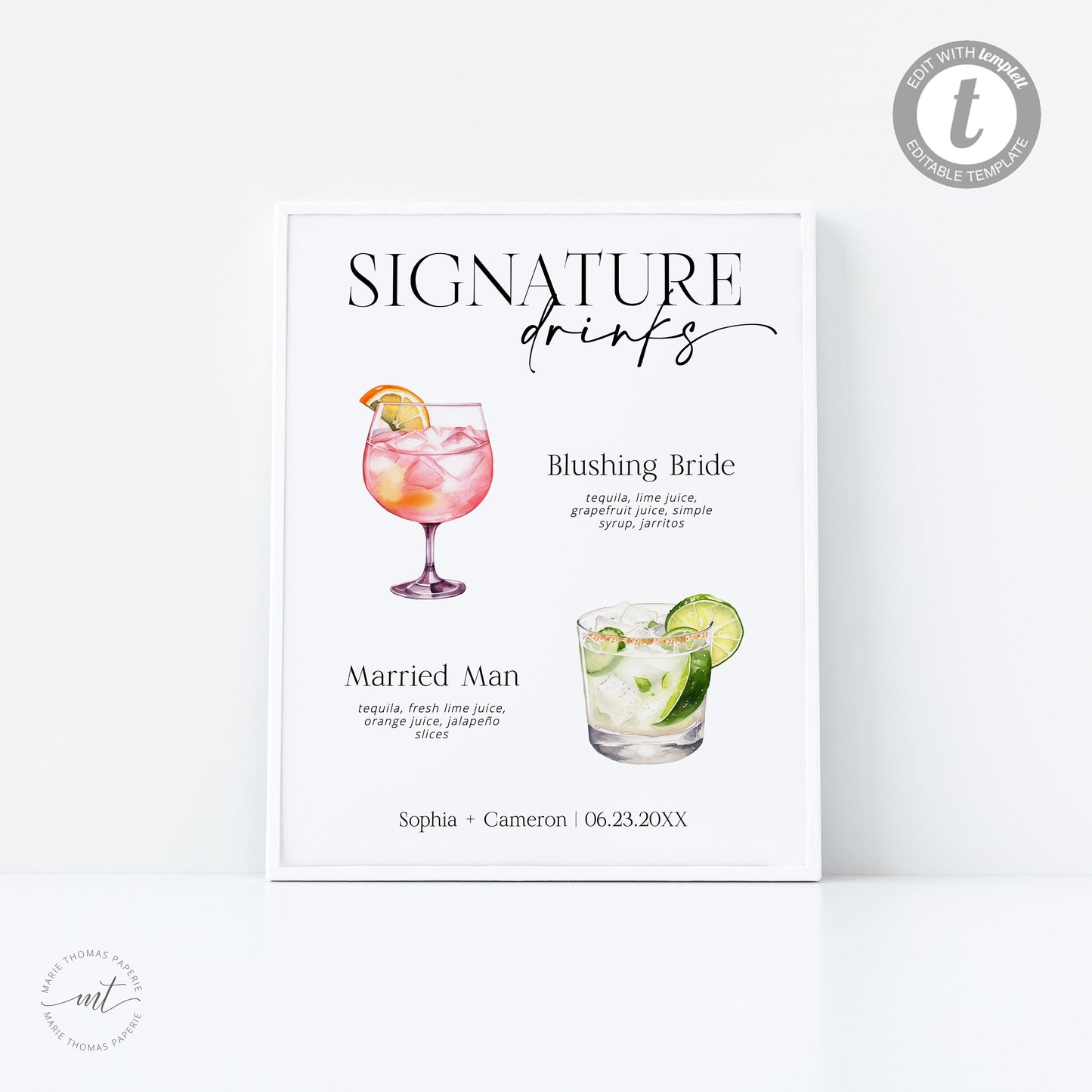 Editable Signature Drink Sign Minimalist Bar Menu Modern Drink Menu Bar Menu 3000+ Images Template