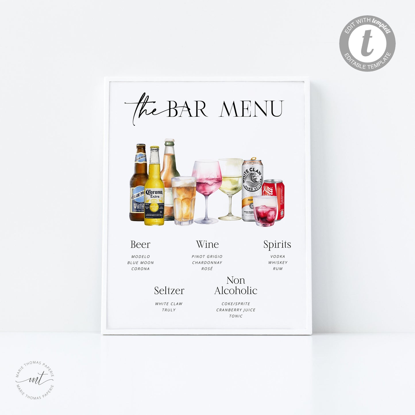 Editable Bar Menu Minimalist Signature Drink Sign Modern Drink Menu Bar Menu 3000+ Images Template