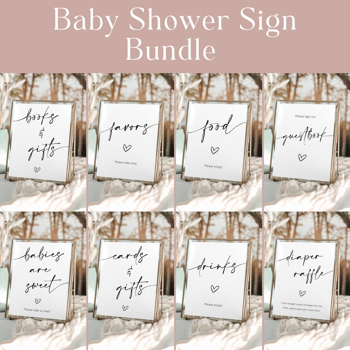 Editable Baby Shower Sign Bundle Baby Shower Signs Minimalist Baby Shower Table Signs Modern Baby Shower Signs Set Template