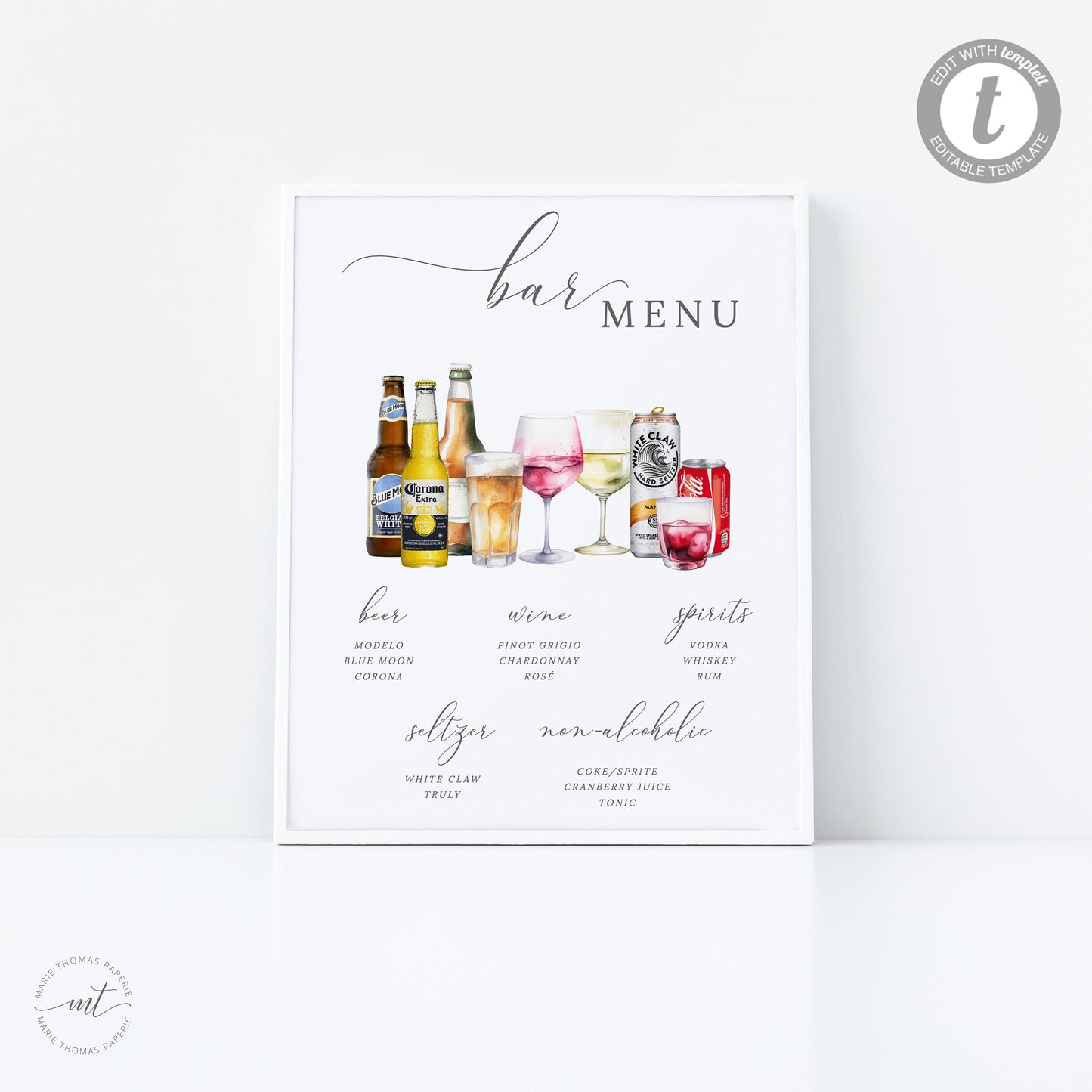 Editable Bar Menu Minimalist Signature Drink Sign Modern Drink Menu Bar Menu 3000+ Images Template