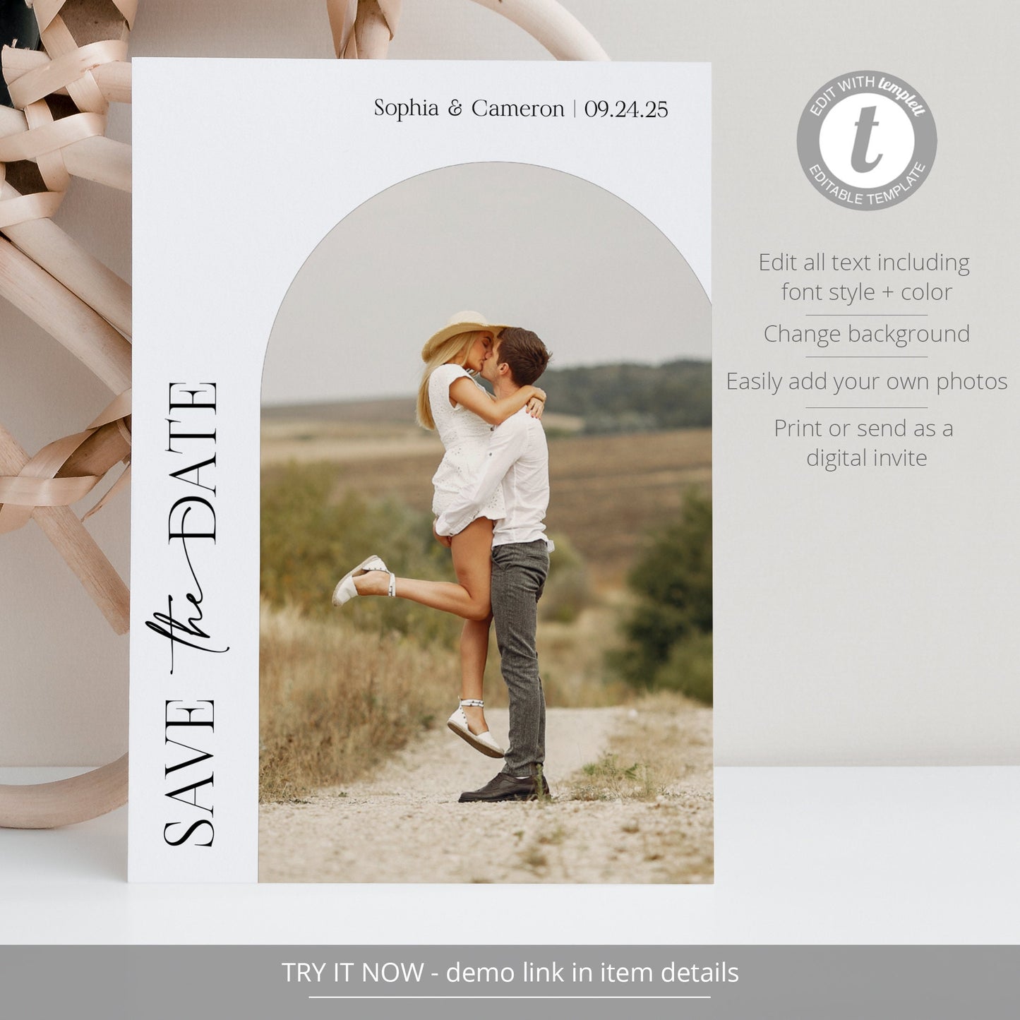 Editable Save the Date with Photo Save the Date Cards Photo Save the Date Minimalist Save the Date Template