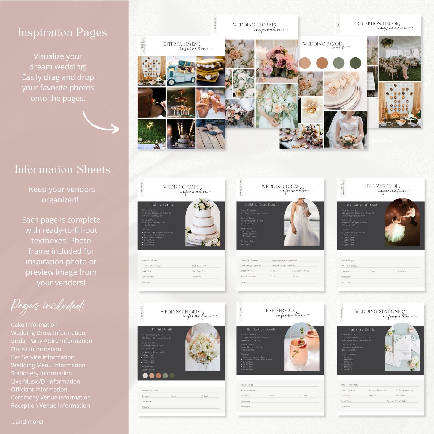 Editable 250+ Page Canva Wedding Planner Bundle Wedding Planning Book Wedding Checklist Binder Wedding Planner Template