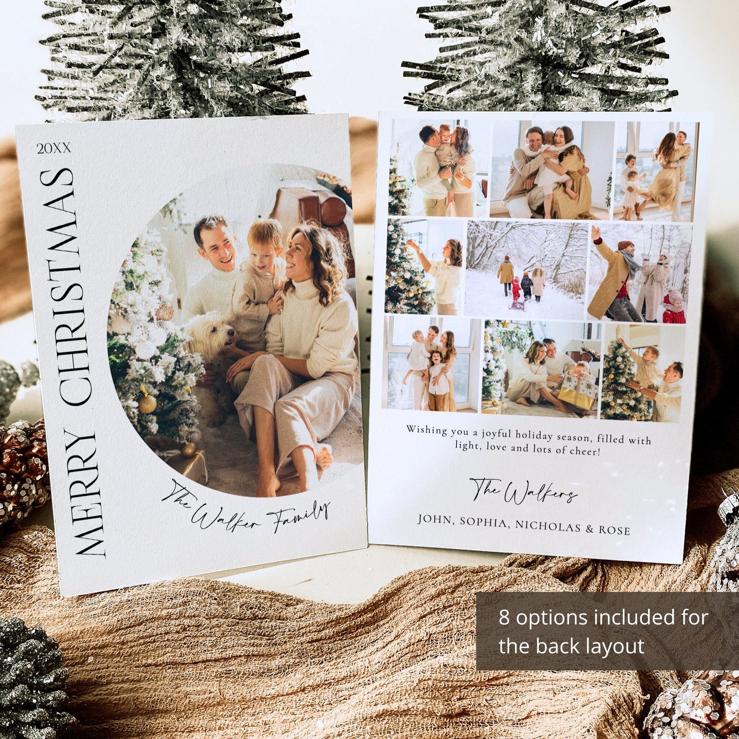 Editable Christmas Card Template - Printable Family Photo Holiday Card Template