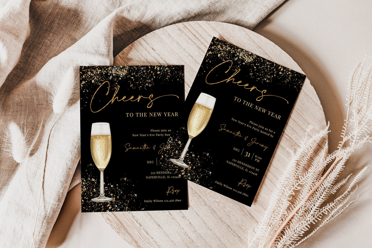 Editable New Year's Eve Party Invitation Gold New Year's Party Invitation NYE Party Invite Template