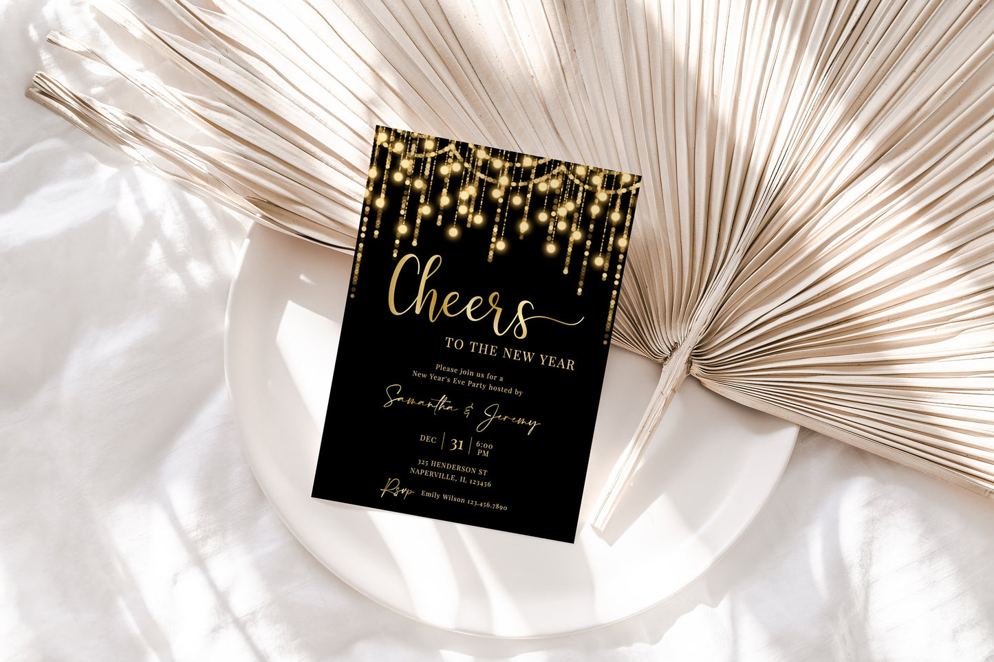 Editable New Year's Eve Party Invitation New Year's Party Invitation Gold NYE Party Invite Template